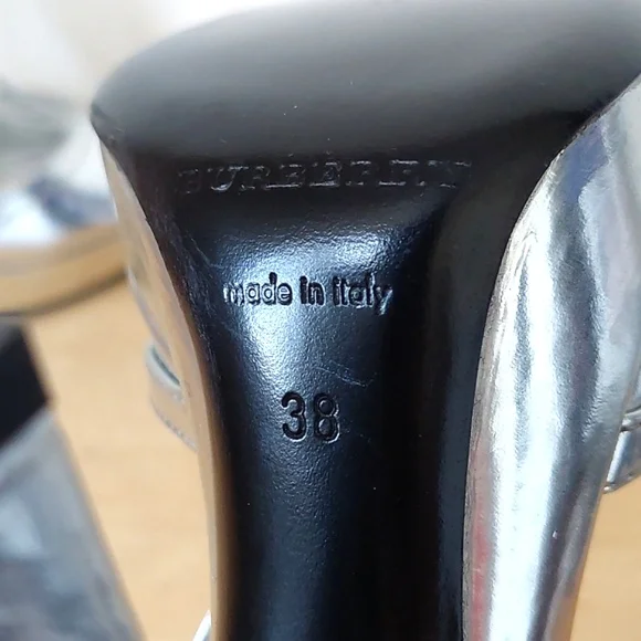 Burberry Silver Leather High Heel Sandals - Picture 14 of 16